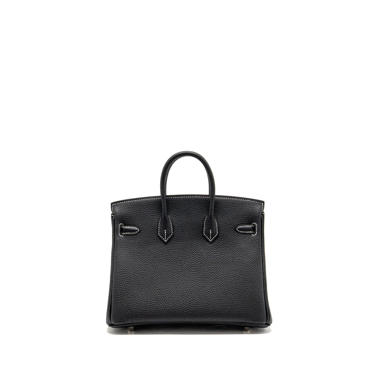 HERMES BIRKIN 25 SPECIAL ORDER TOGO BLACK/WHITE STITCHING BRUSHED SHW
