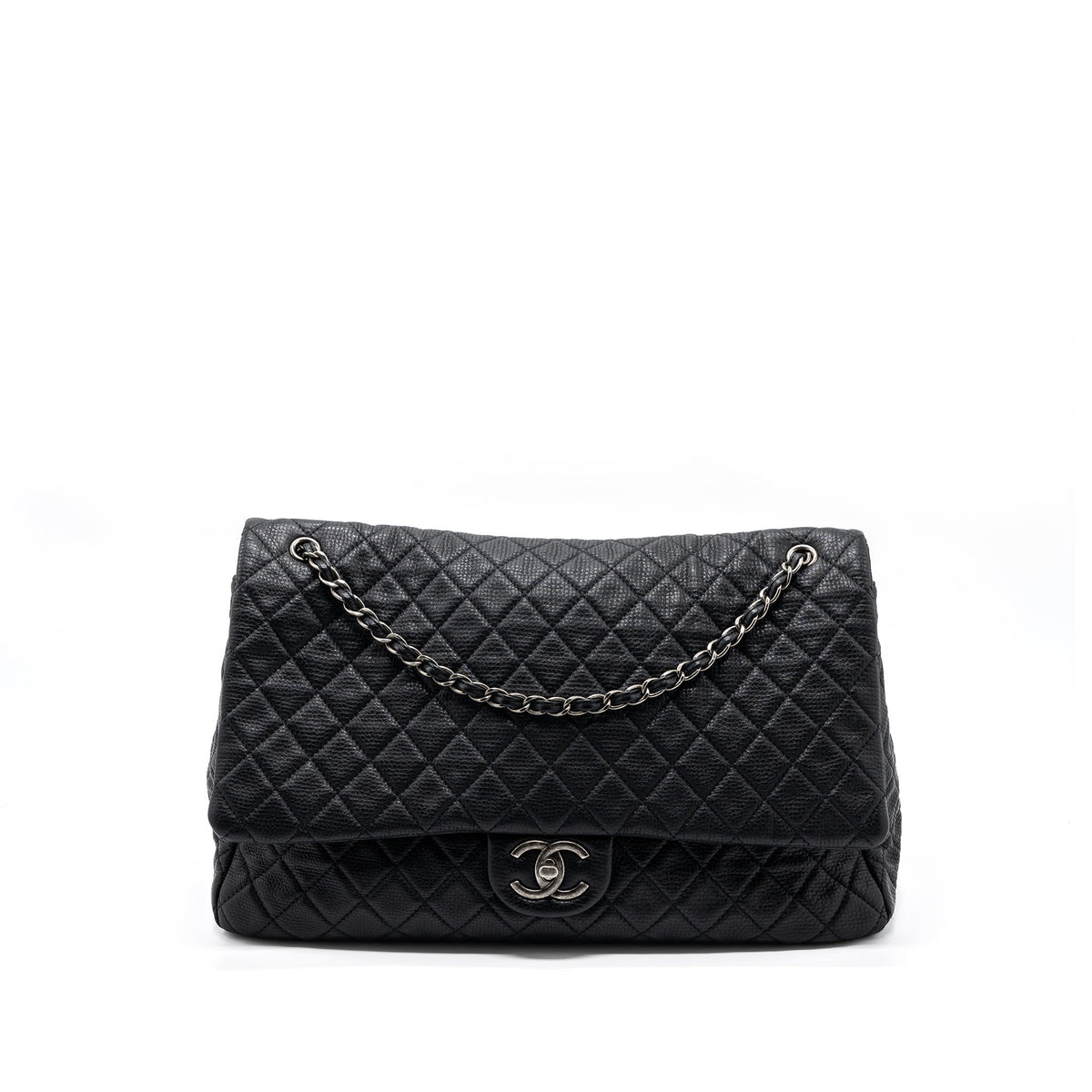 XXL CLASSIC TRAVEL FLAP CALFSKIN BLACK RUTHENIUM HARDWARE