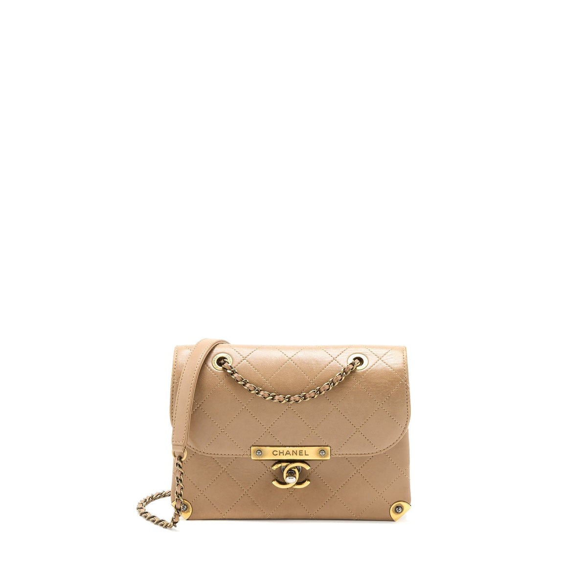MESSENGER FLAP BAG LAMBSKIN BEIGE GHW