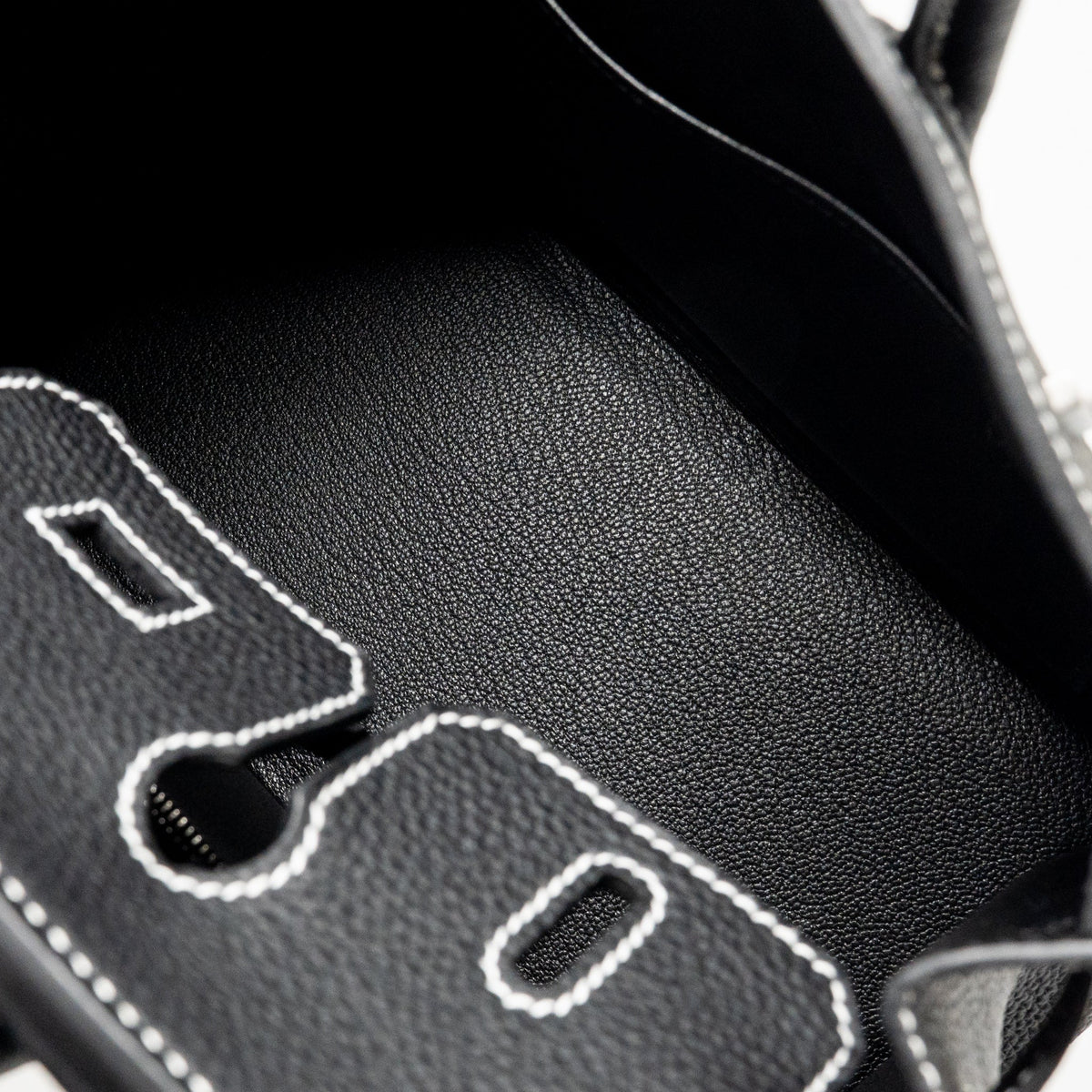 HERMES BIRKIN 25 SPECIAL ORDER TOGO BLACK/WHITE STITCHING BRUSHED SHW