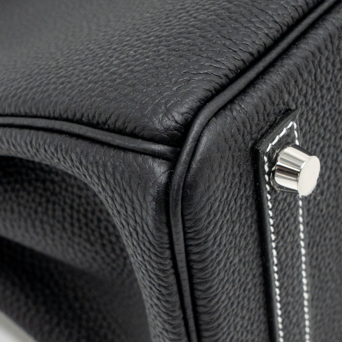 HERMES BIRKIN 25 SPECIAL ORDER TOGO BLACK/WHITE STITCHING BRUSHED SHW