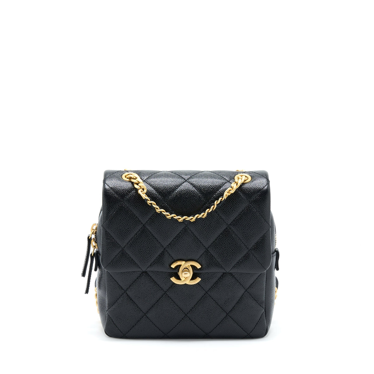 22P FLAP BACKPACK CAVIAR BLACK GHW (MICROCHIP)